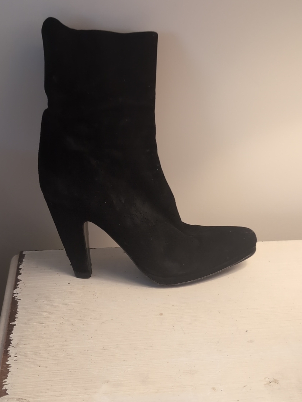 Prada Black Suede High-Heel Ankle Boot Size 6